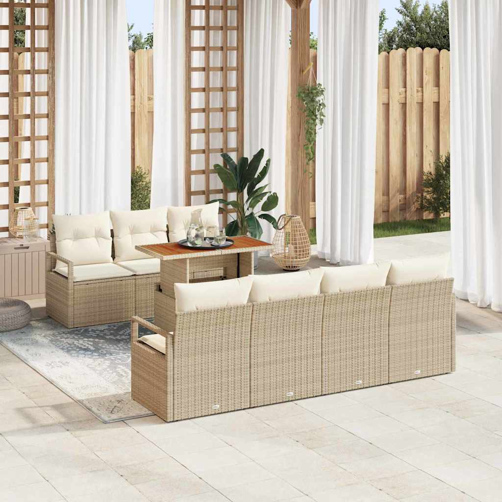 Tuin Sofa Set met kussen met kussen 8 pcs Beige en Crème is nu te koop bij PeponiXL, paradijselijk wonen!