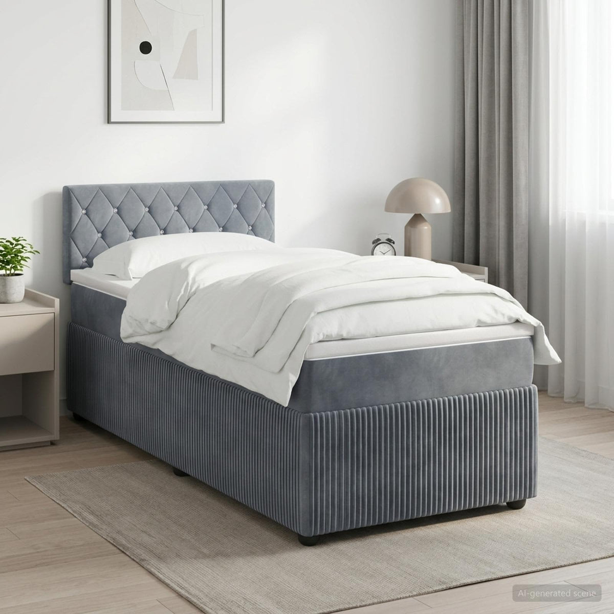 Boxspringbed met matras Donkergrijs 90 x 190 cm Fluweel is nu te koop bij PeponiXL, paradijselijk wonen!