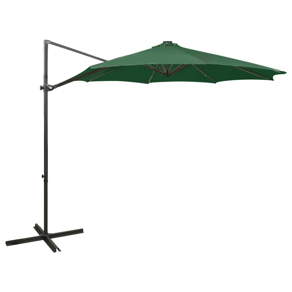 Zweefparasol met paal en LED-verlichting 300 cm groen is nu te koop bij PeponiXL, paradijselijk wonen!