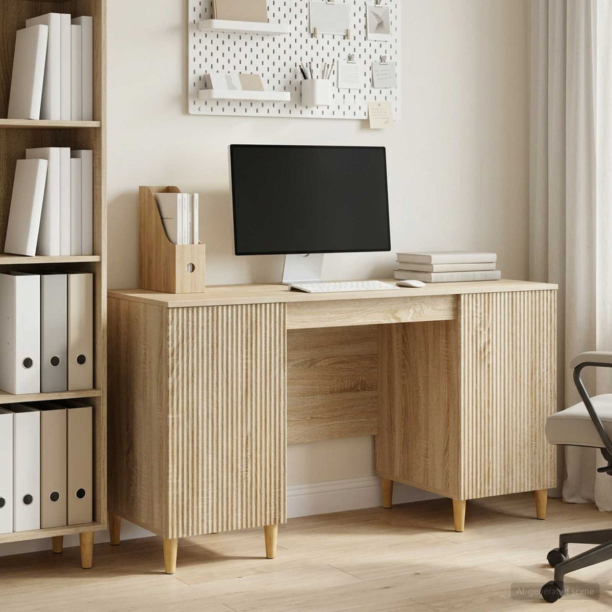 Bureau met plank Sonoma Eiken 142,5 x 50 x 75 cm Bewerkt hout is nu te koop bij PeponiXL, paradijselijk wonen!