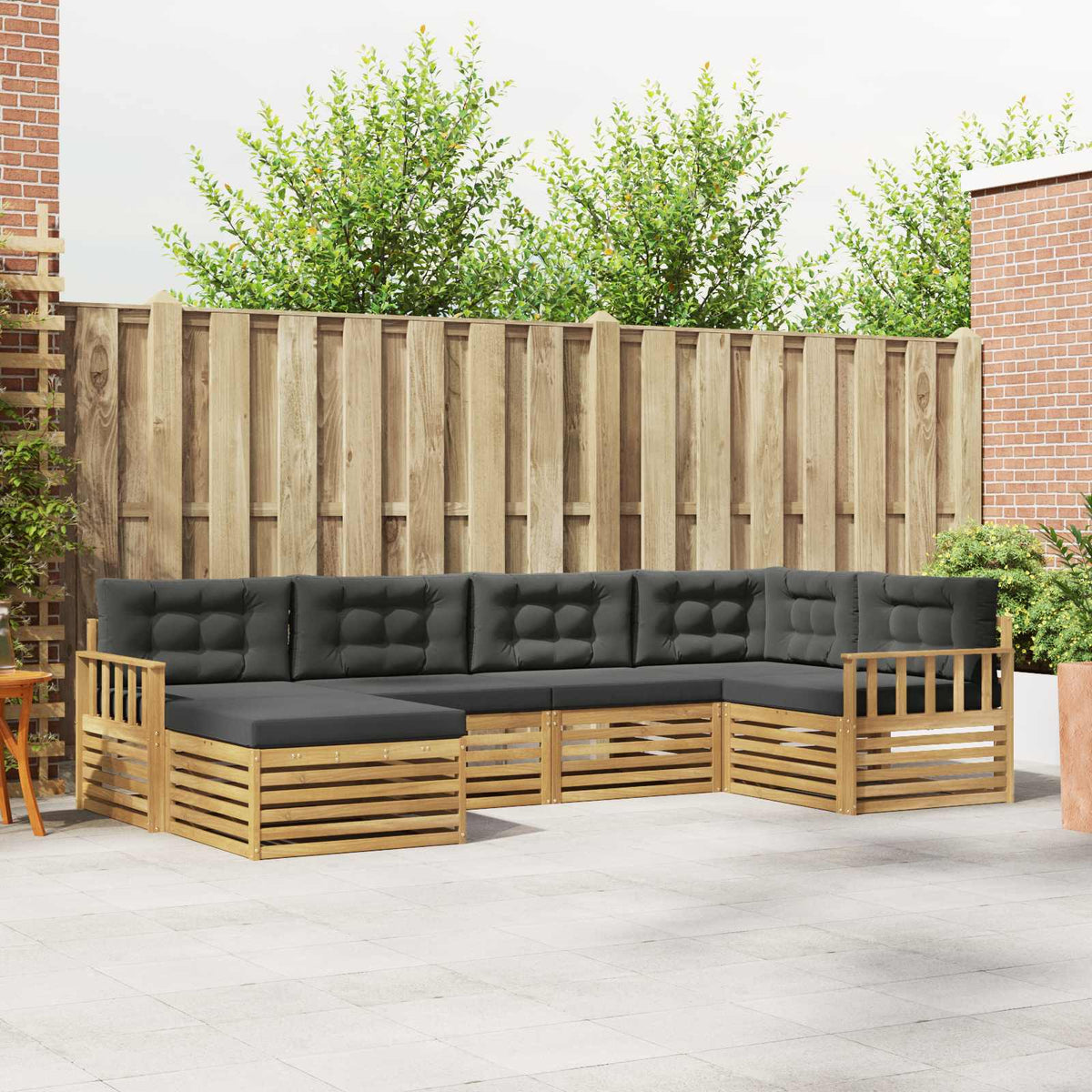 Buiten bankenset 6 pcs Wit en antracietkleurig Polyester is nu te koop bij PeponiXL, paradijselijk wonen!
