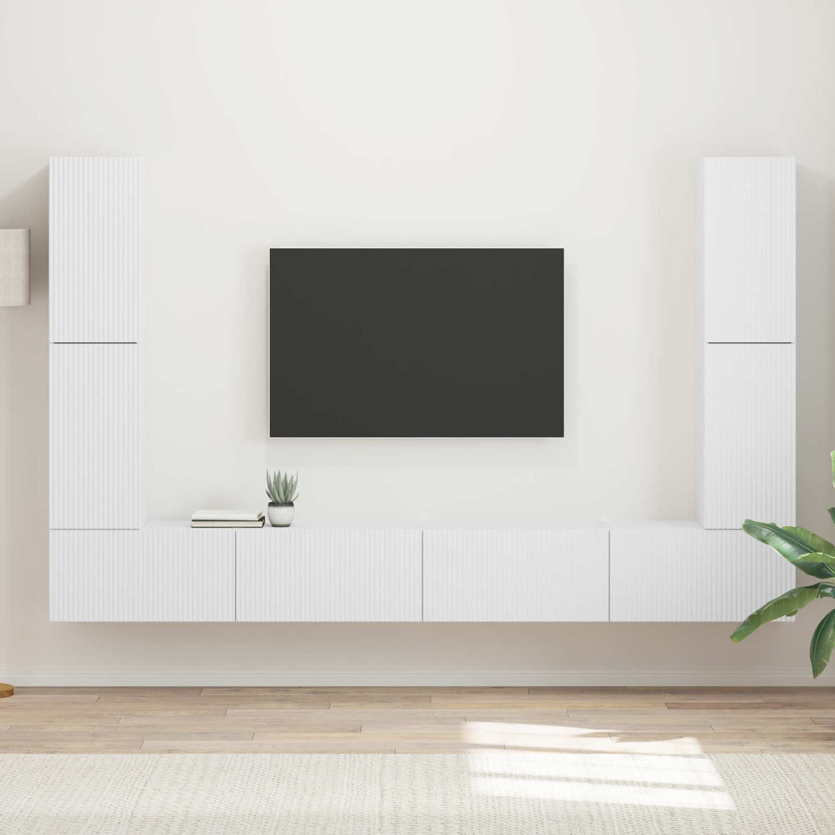 Tv-meubelset 8 pcs Wit Bewerkt hout is nu te koop bij PeponiXL, paradijselijk wonen!