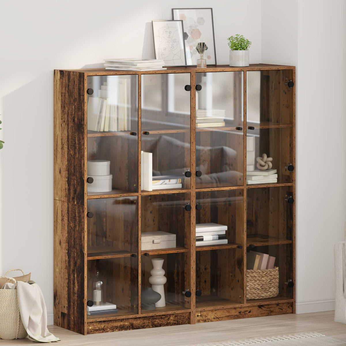 Highboard 2 pcs Oud Hout 68 x 37 x 142 cm Bewerkt hout is nu te koop bij PeponiXL, paradijselijk wonen!
