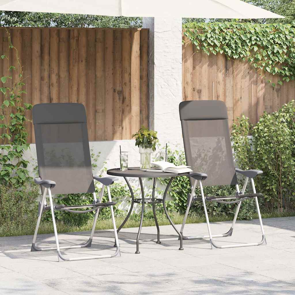 Campingstoelen 4 st inklapbaar aluminium grijs is nu te koop bij PeponiXL, paradijselijk wonen!