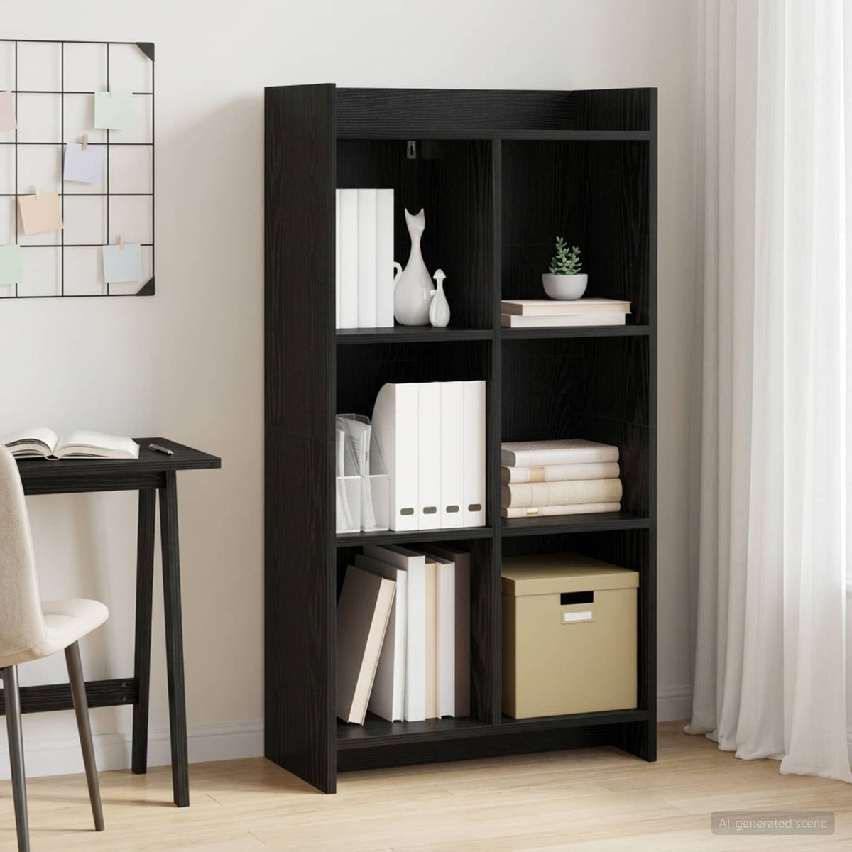 Boekenkast Zwart eiken 59 x 30 x 111 cm Bewerkt hout is nu te koop bij PeponiXL, paradijselijk wonen!