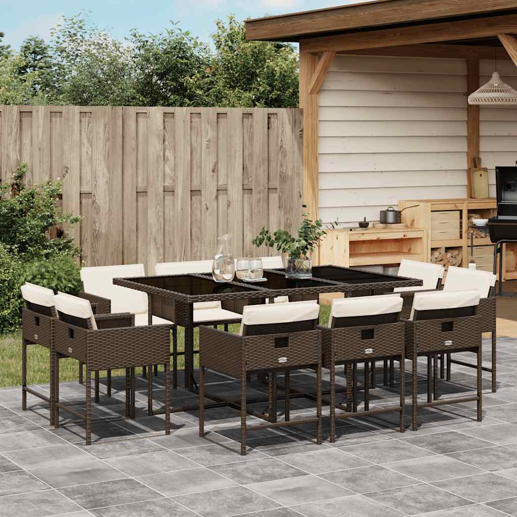 11-delige Tuinset met kussens poly rattan bruin is nu te koop bij PeponiXL, paradijselijk wonen!