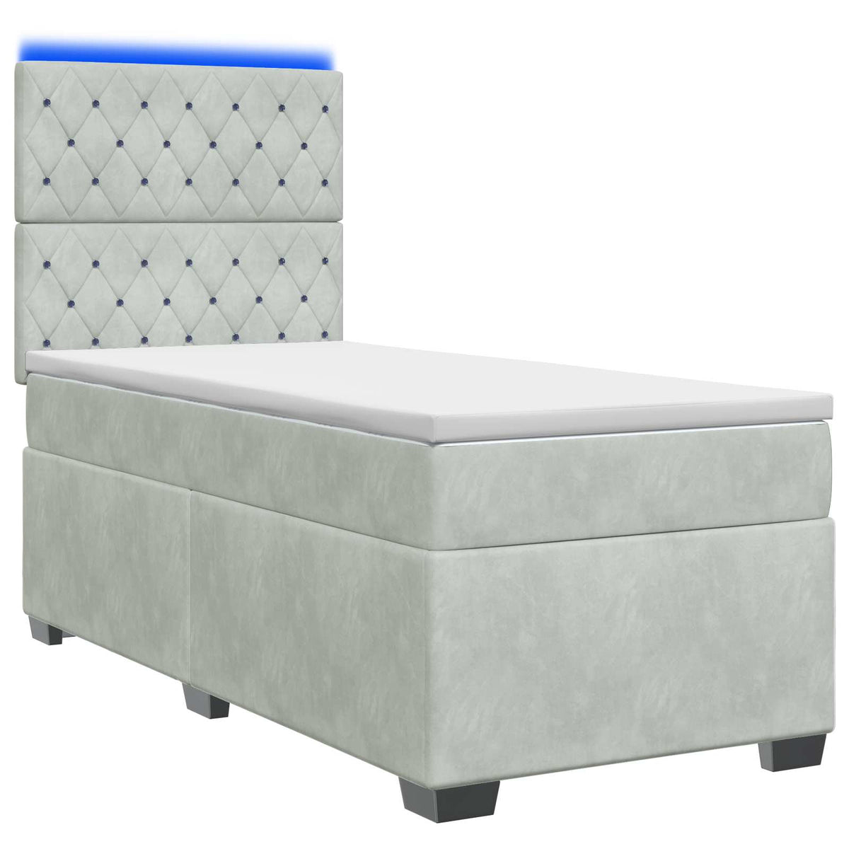 Boxspringbed met matras Lichtgrijs 100 x 200 cm Fluweel is nu te koop bij PeponiXL, paradijselijk wonen!