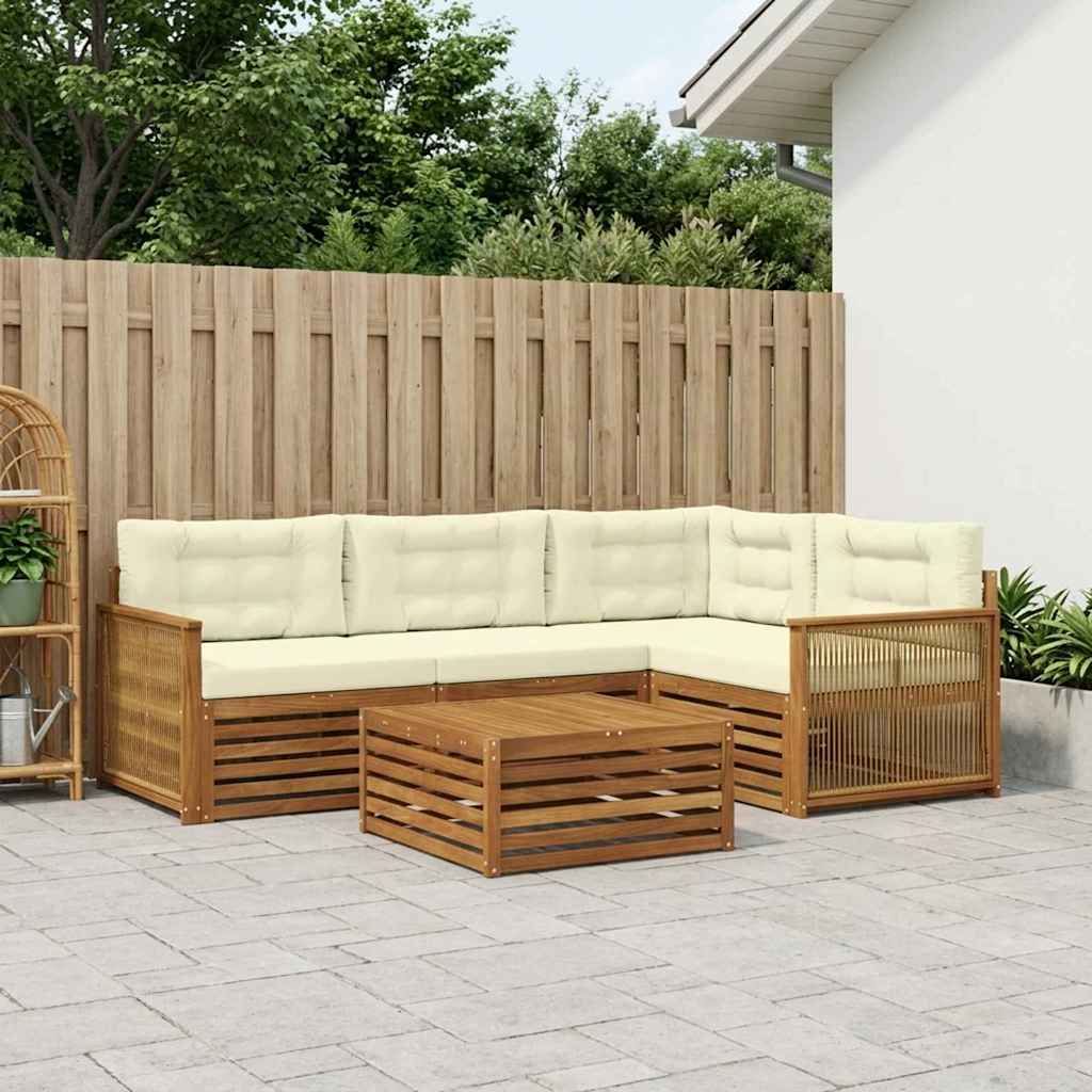 Buiten bankenset met kussen 5 pcs Natuurlijk en Crème is nu te koop bij PeponiXL, paradijselijk wonen!