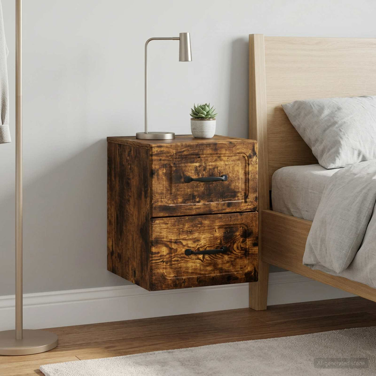Wandbeugel Bedkast 2 pcs Gerookt eiken 34,5 x 33 x 40 cm is nu te koop bij PeponiXL, paradijselijk wonen!