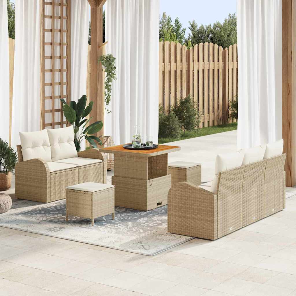 Tuin Sofa Set 8 st 7-Aantal zitplaatsen Beige en Crème is nu te koop bij PeponiXL, paradijselijk wonen!