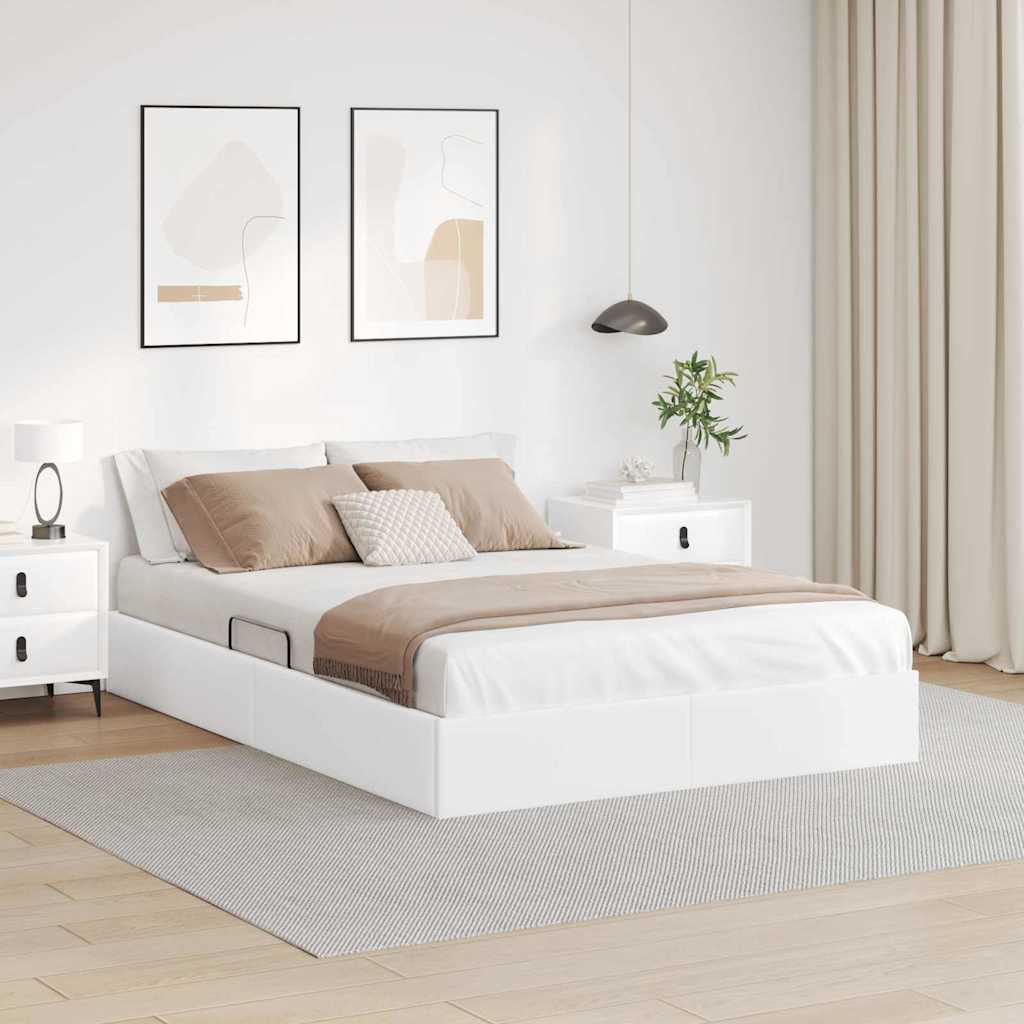 Opslag bed met opslag Puur Wit 137 x 190 cm Kunstleer is nu te koop bij PeponiXL, paradijselijk wonen!