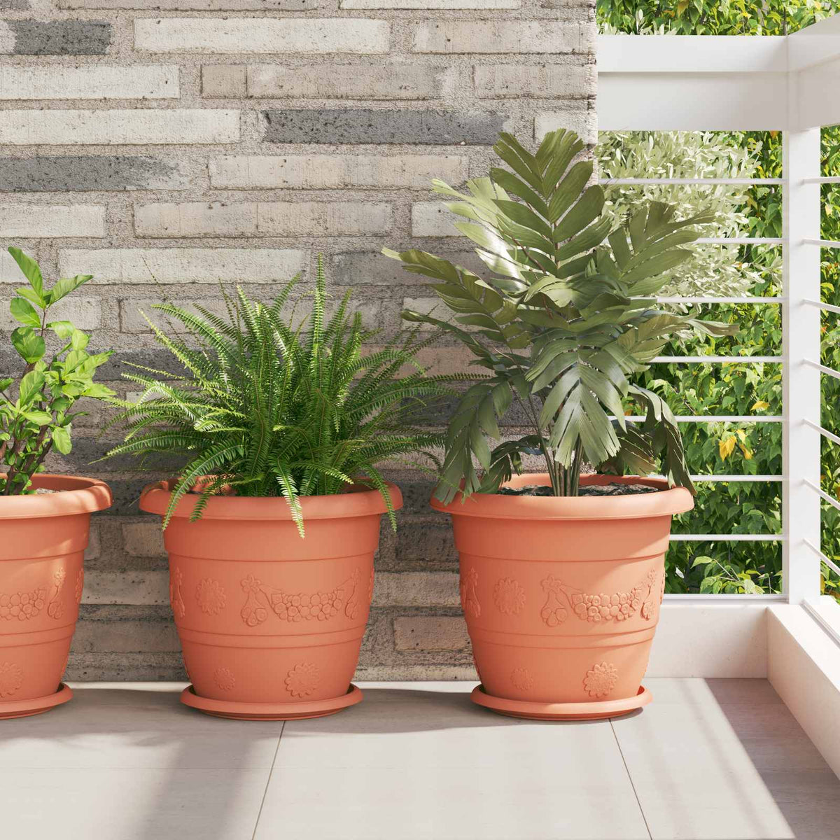 Plantenpotten 6 pcs Baksteenrood Ø 34 x 28 cm Kunststof is nu te koop bij PeponiXL, paradijselijk wonen!