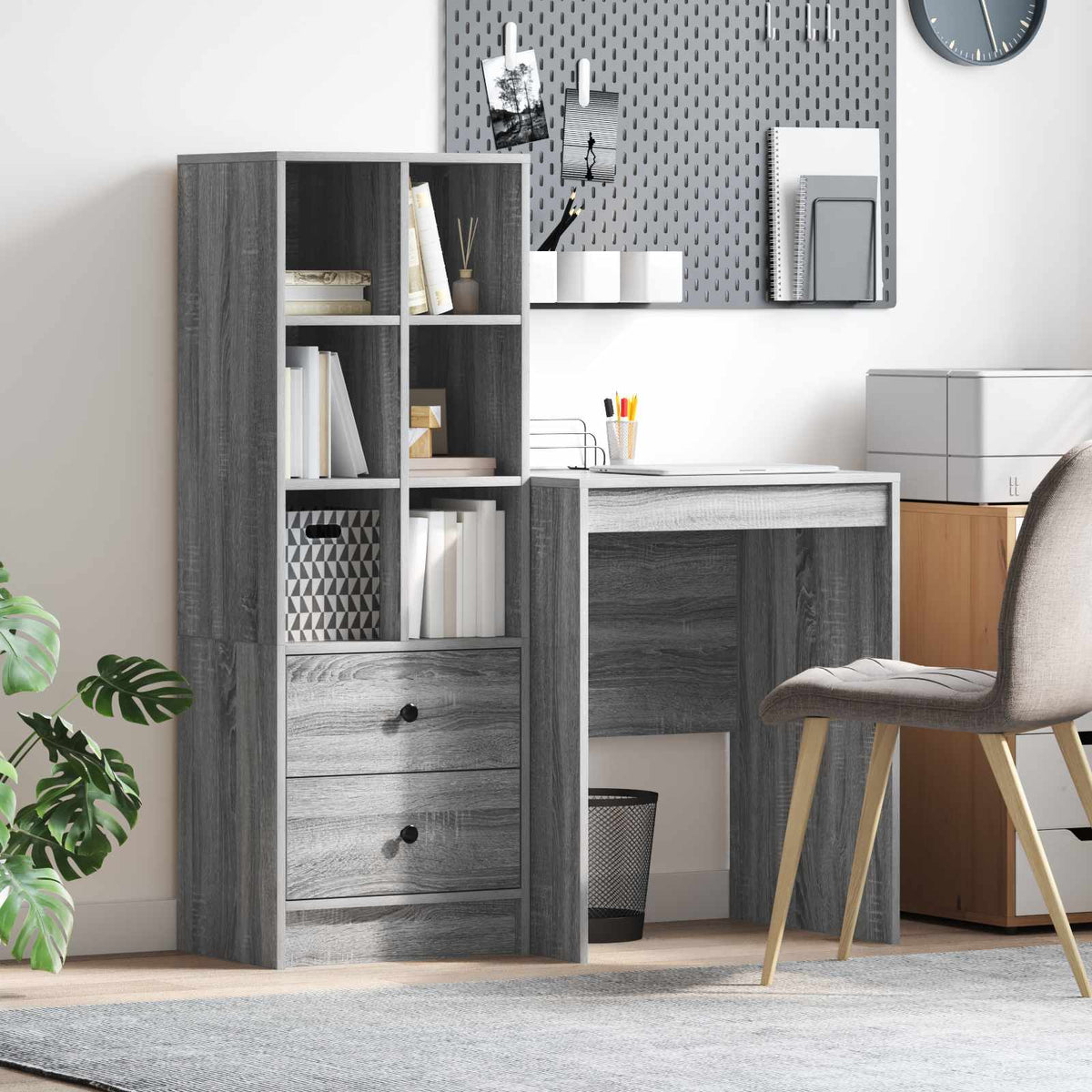 Bureau met lade met plank met opslag 2 pcs Grijs Sonoma is nu te koop bij PeponiXL, paradijselijk wonen!