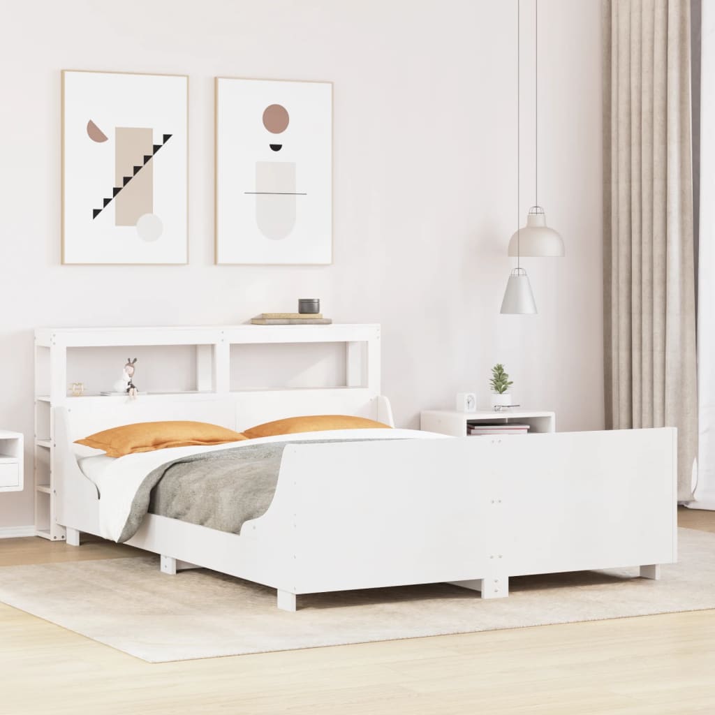 Bedframe zonder matras massief grenenhout wit 140x190 cm is nu te koop bij PeponiXL, paradijselijk wonen!
