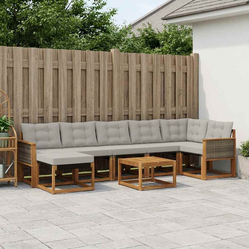 Buiten bankenset met kussen 8 pcs Naturel en lichtgrijs is nu te koop bij PeponiXL, paradijselijk wonen!