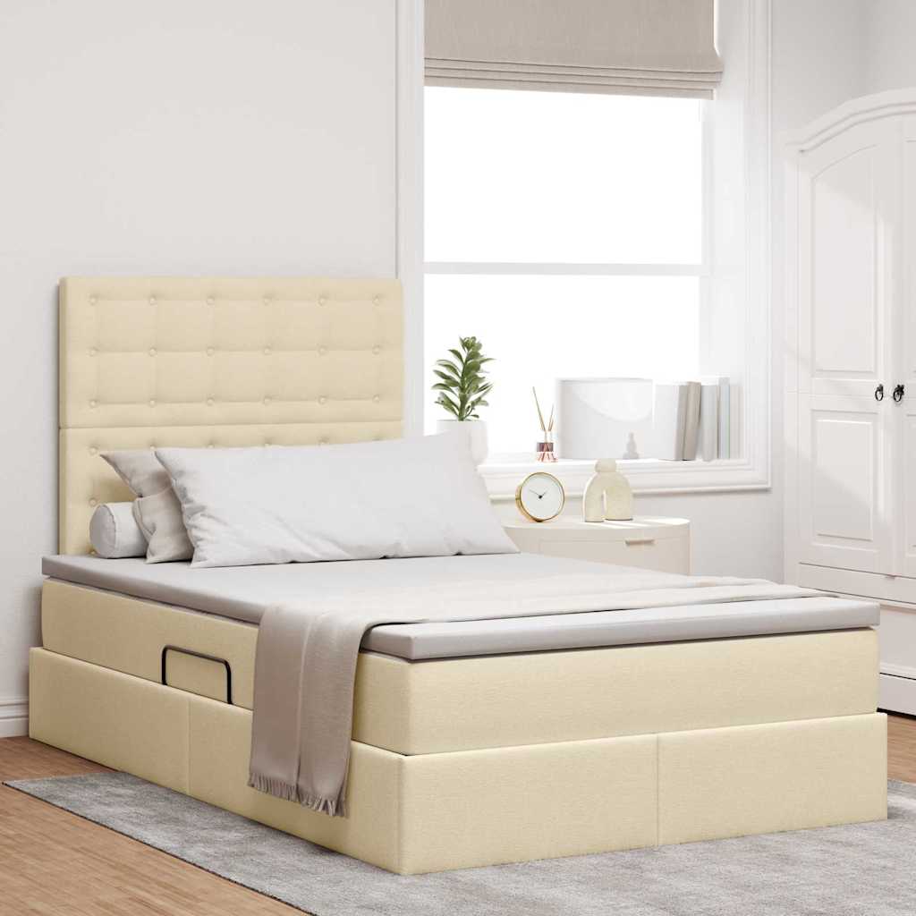 Opbergbed met LED met matras Crème 120 x 190 cm Polyester is nu te koop bij PeponiXL, paradijselijk wonen!