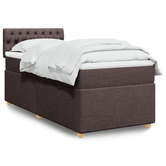 Boxspring met matras stof donkerbruin 90x190 cm is nu te koop bij PeponiXL, paradijselijk wonen!