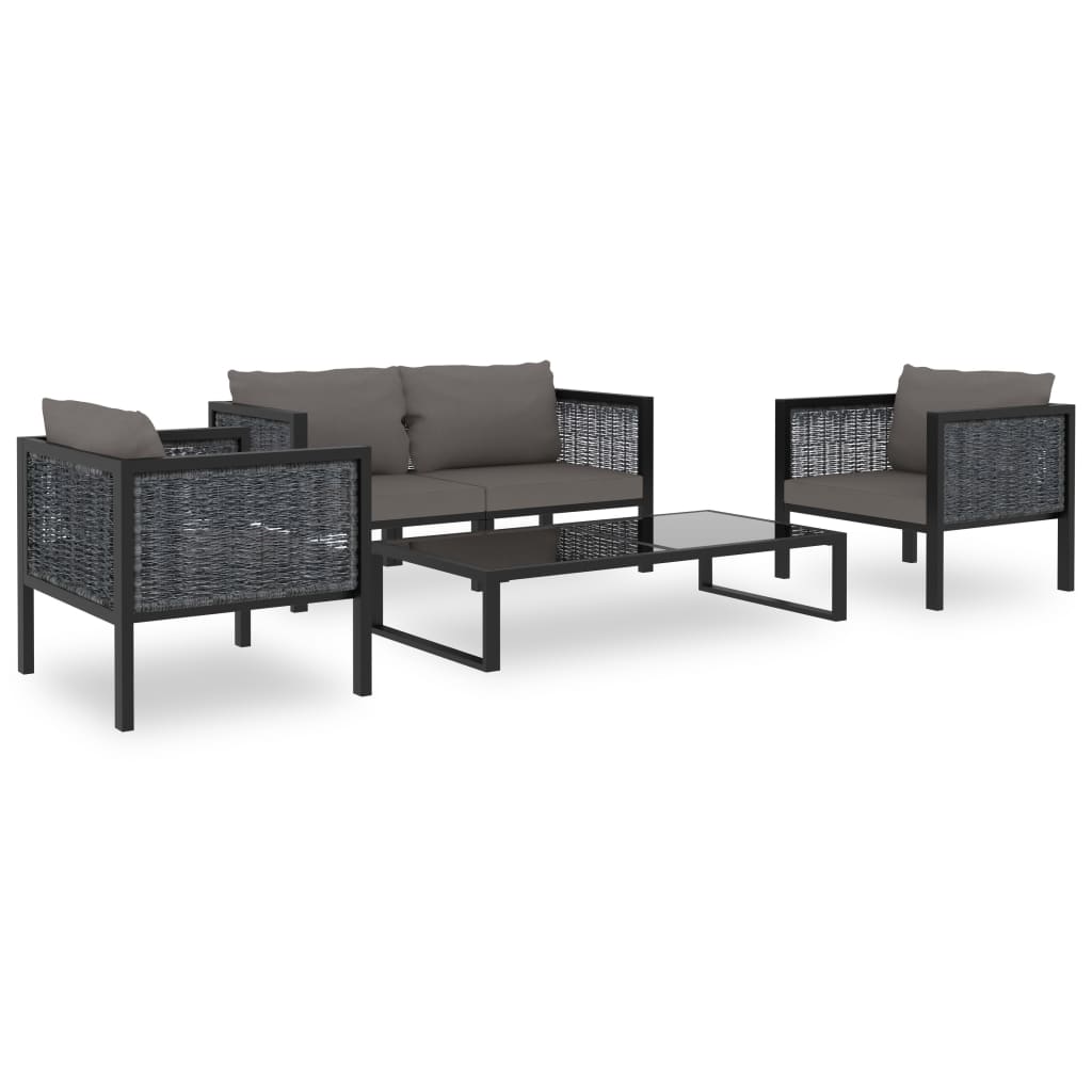 5-delige Loungeset met kussens poly rattan antraciet is nu te koop bij PeponiXL, paradijselijk wonen!