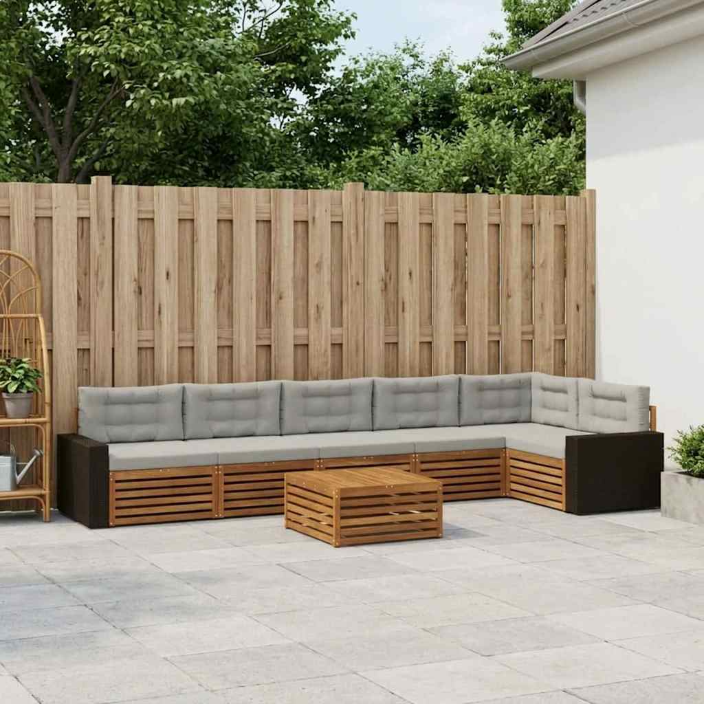 Buiten bankenset 7 pcs Naturel en lichtgrijs Polyester is nu te koop bij PeponiXL, paradijselijk wonen!