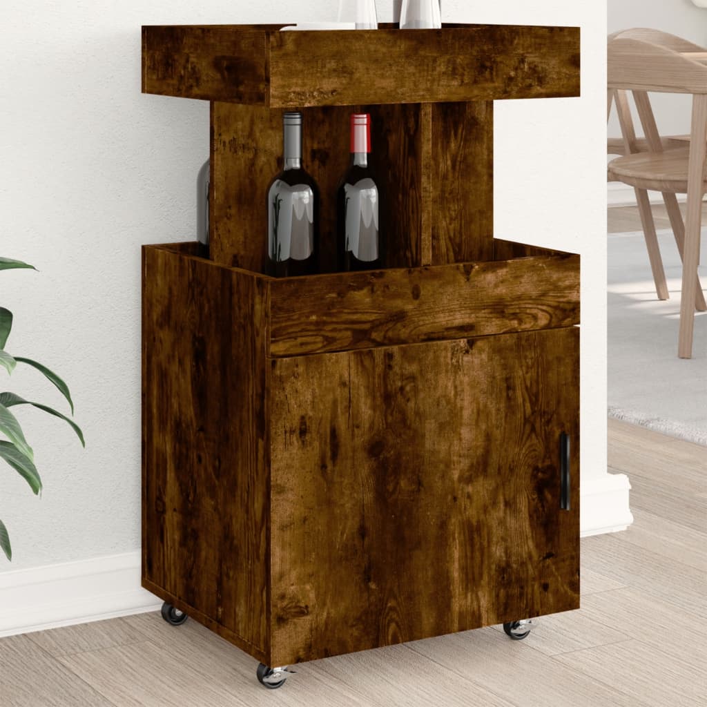 Drankkar 50x41x89 cm bewerkt hout gerookt eikenkleurig is nu te koop bij PeponiXL, paradijselijk wonen!