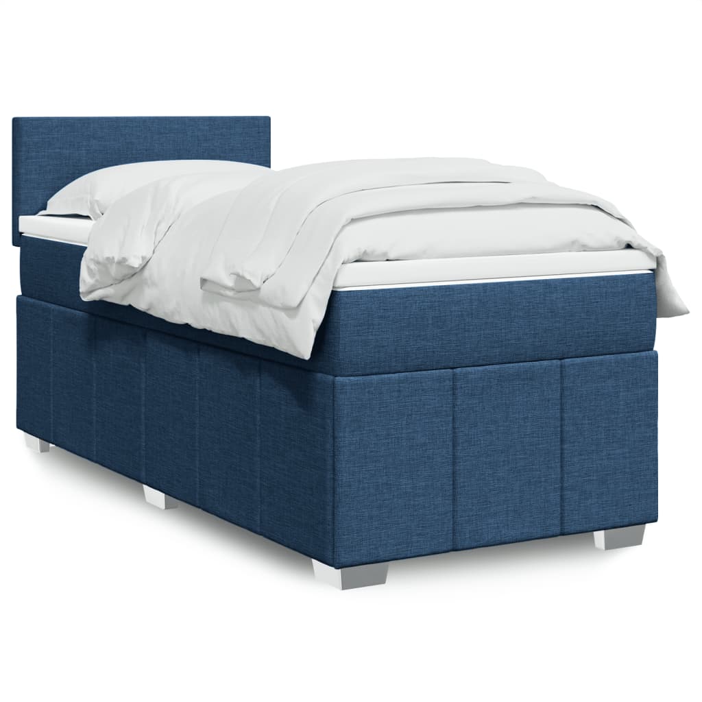 Boxspring met matras stof blauw 90x200 cm is nu te koop bij PeponiXL, paradijselijk wonen!
