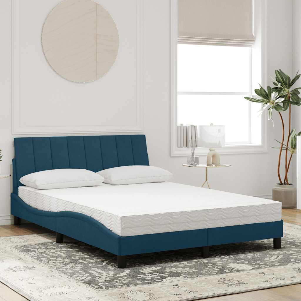 Bed met matras "Hanko" fluweel blauw 140x190 cm is nu te koop bij PeponiXL, paradijselijk wonen!