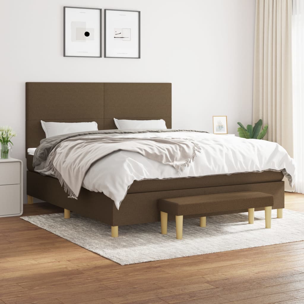 Boxspring met matras stof donkerbruin 180x200 cm is nu te koop bij PeponiXL, paradijselijk wonen!