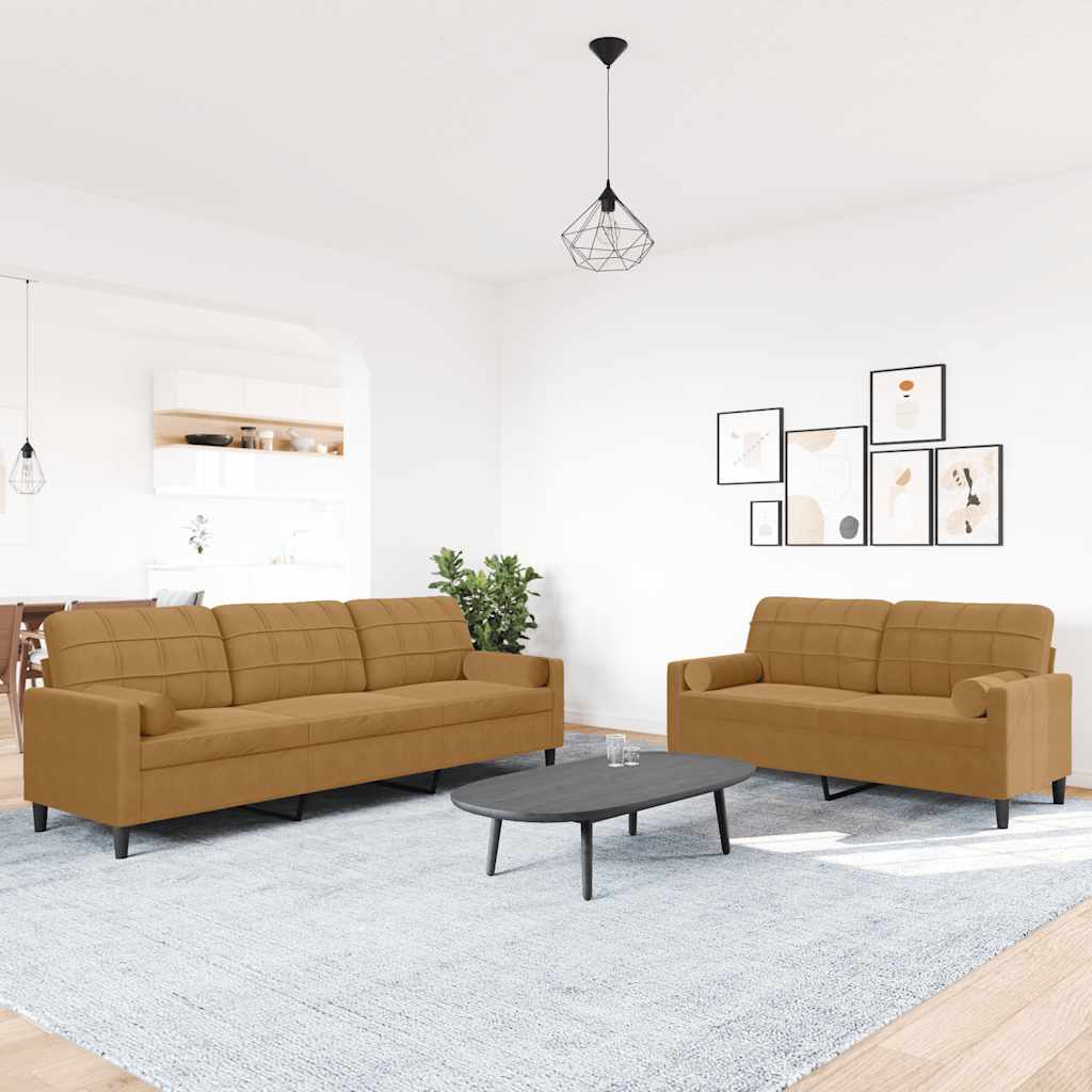 2-delige Loungeset met kussens en bolsters fluweel bruin is nu te koop bij PeponiXL, paradijselijk wonen!