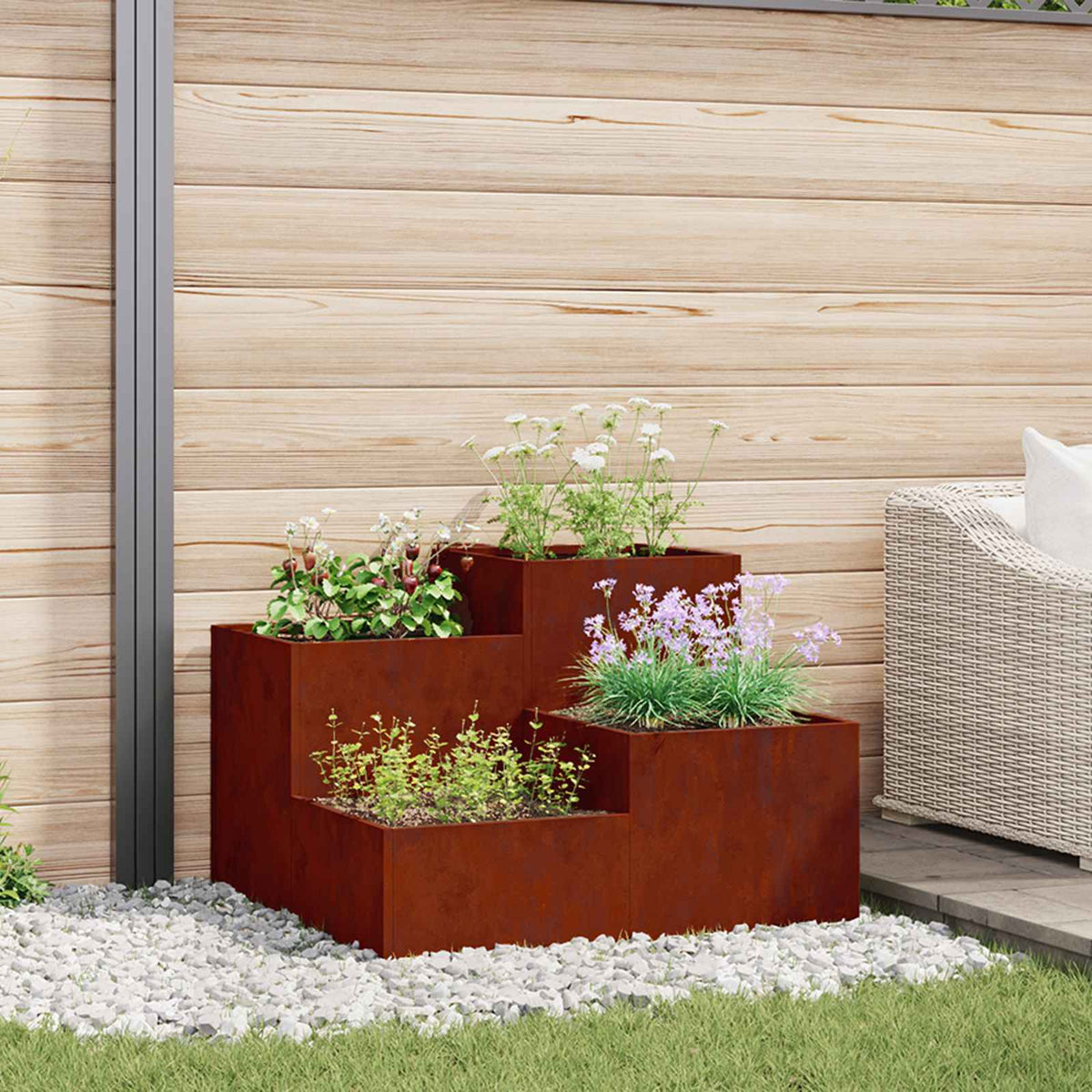 Tuin Bloempot Roestig 80 x 80 x 60 cm Cortenstaal is nu te koop bij PeponiXL, paradijselijk wonen!