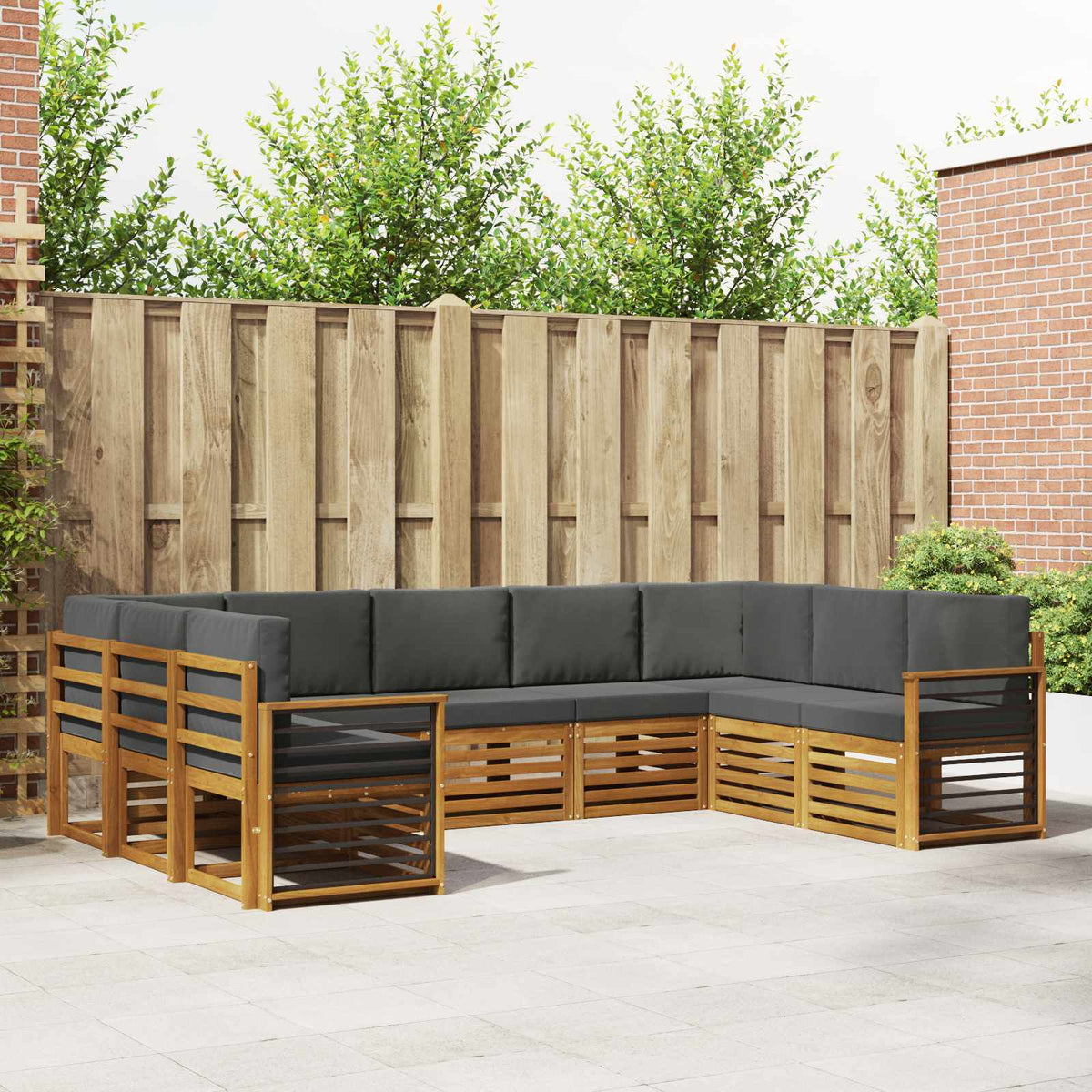 Hoekbank Set met kussen 9 pcs Natuurlijk en Antraciet is nu te koop bij PeponiXL, paradijselijk wonen!