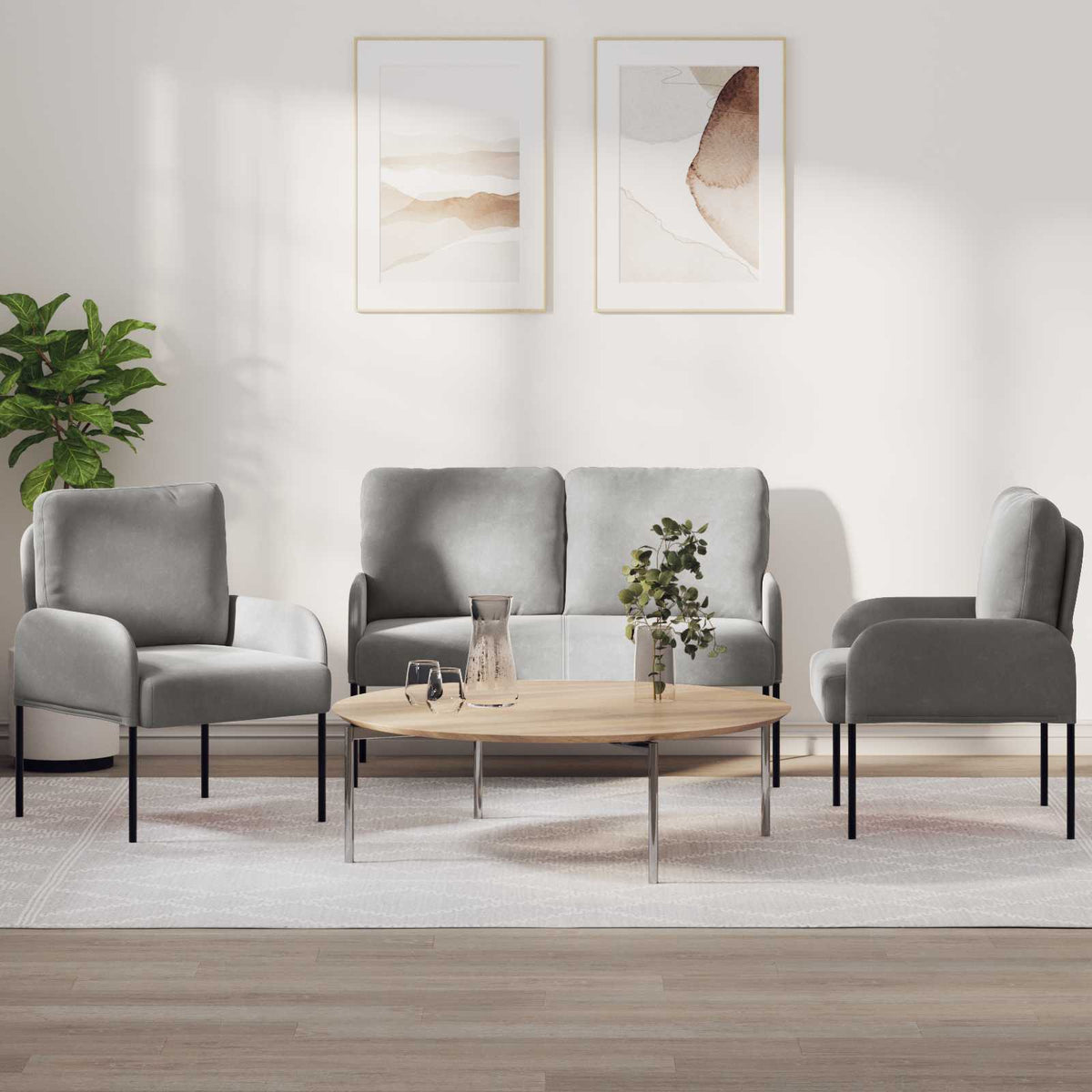Sofa-Sets 3 pcs Lichtgrijs 115 x 56 x 80 cm Multiplex is nu te koop bij PeponiXL, paradijselijk wonen!