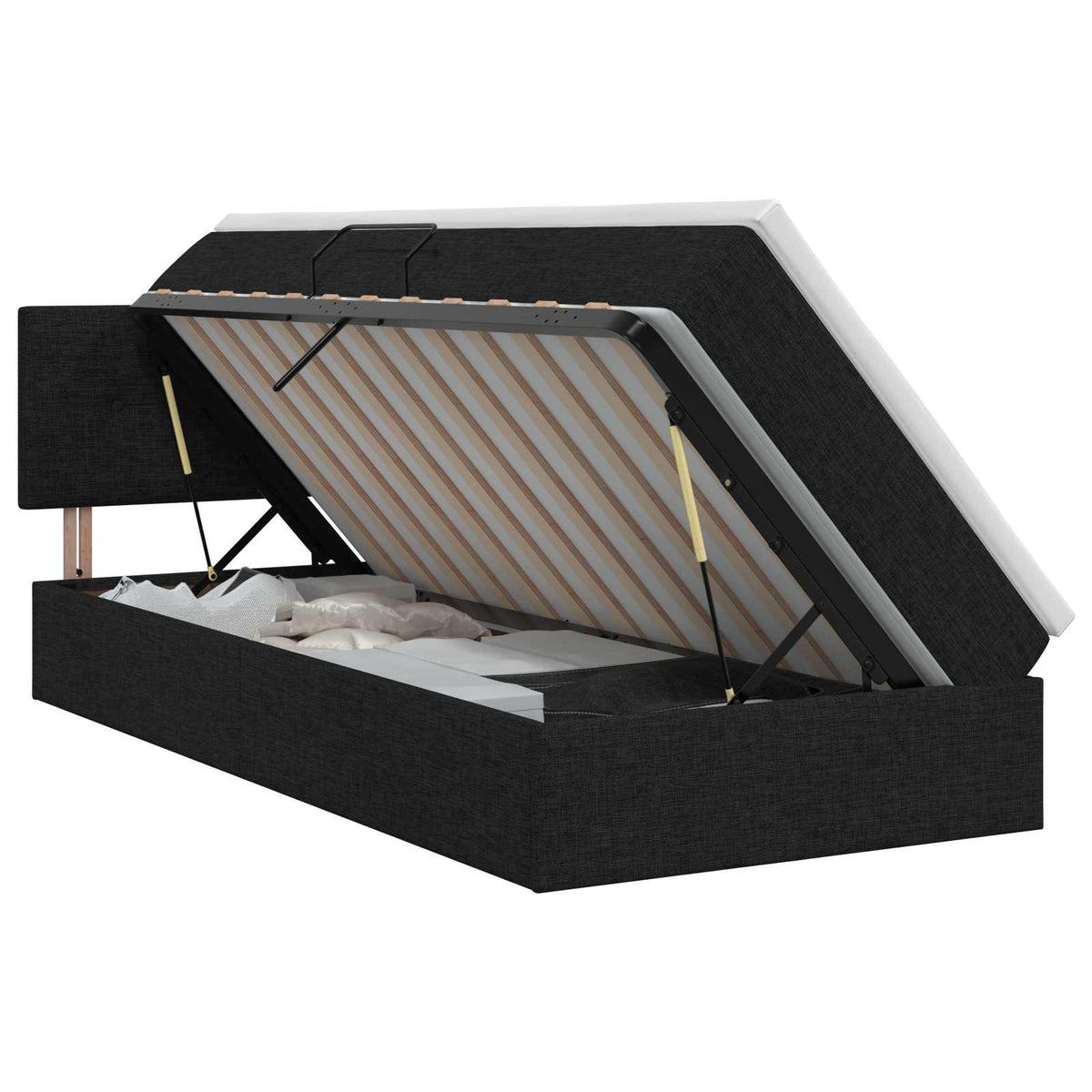 Opbergbed met matras met hoofdeinde Zwart 100 x 200 cm fluweel is nu te koop bij PeponiXL, paradijselijk wonen!