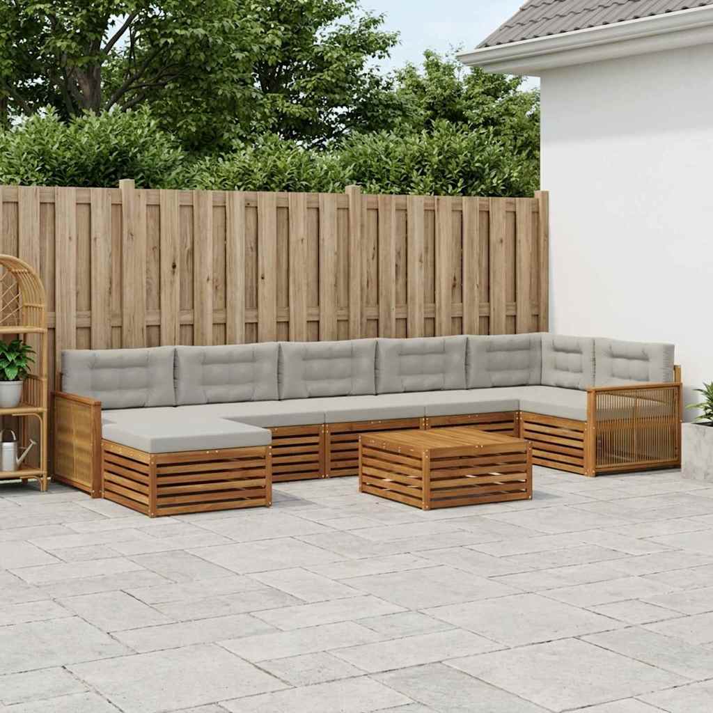 Buiten bankenset met kussen 8 pcs Naturel en lichtgrijs is nu te koop bij PeponiXL, paradijselijk wonen!