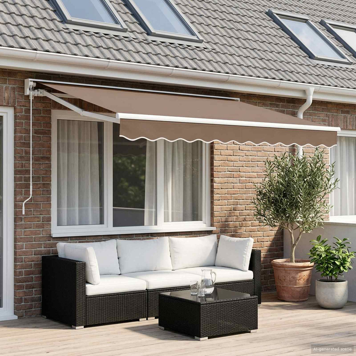 Handmatig uitschuifbare luifel Taupe 5 × 3,5 m is nu te koop bij PeponiXL, paradijselijk wonen!