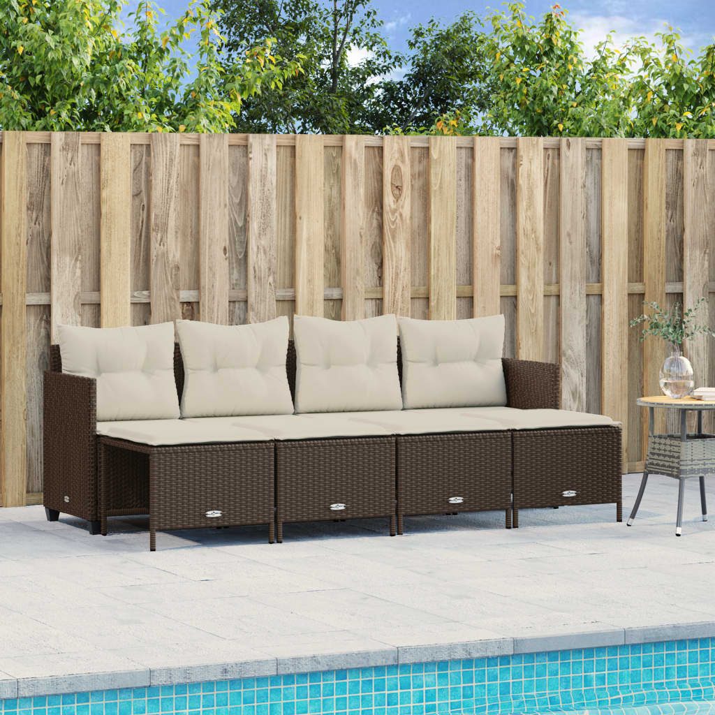 5-delige Loungeset met kussens poly rattan bruin is nu te koop bij PeponiXL, paradijselijk wonen!