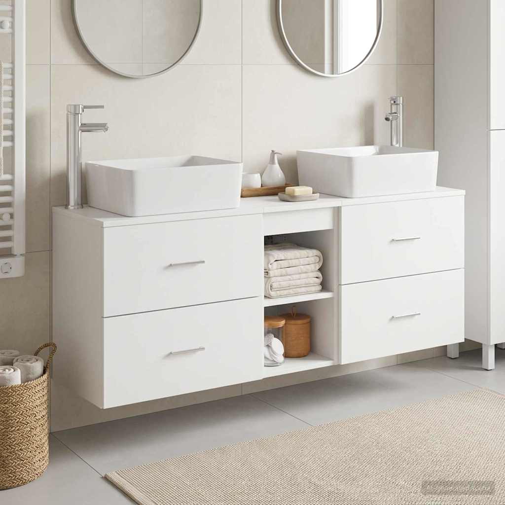 Badkamerkastenset 3 st Wit 53 x 34,5 x 63 cm Bewerkt hout is nu te koop bij PeponiXL, paradijselijk wonen!