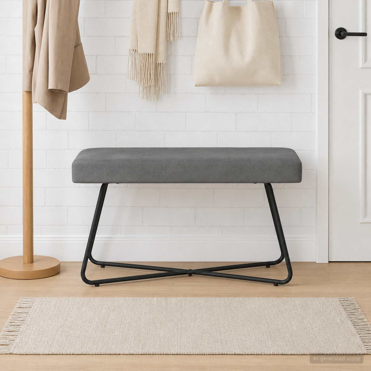 Bank Donkergrijs 80 x 40 x 45 cm fluweel is nu te koop bij PeponiXL, paradijselijk wonen!