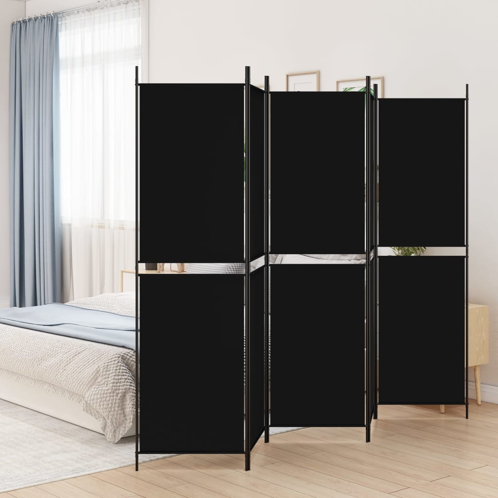 Kamerscherm met 5 panelen 250x200 cm stof zwart is nu te koop bij PeponiXL, paradijselijk wonen!