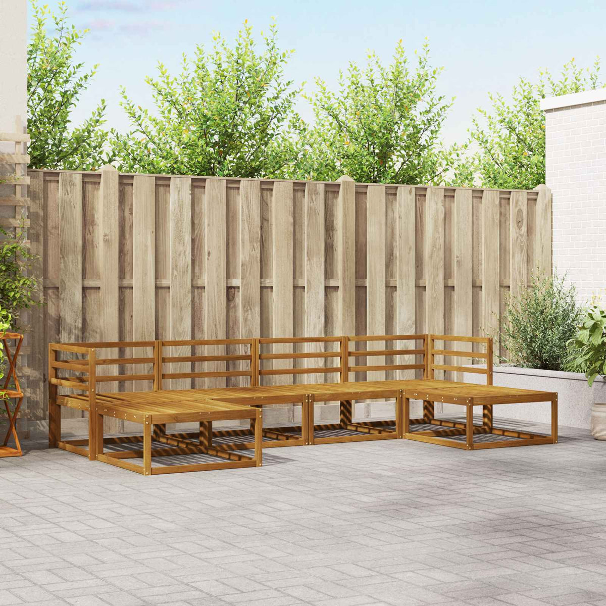 Buiten bankenset 6 pcs Naturel Massief Acaciahout is nu te koop bij PeponiXL, paradijselijk wonen!