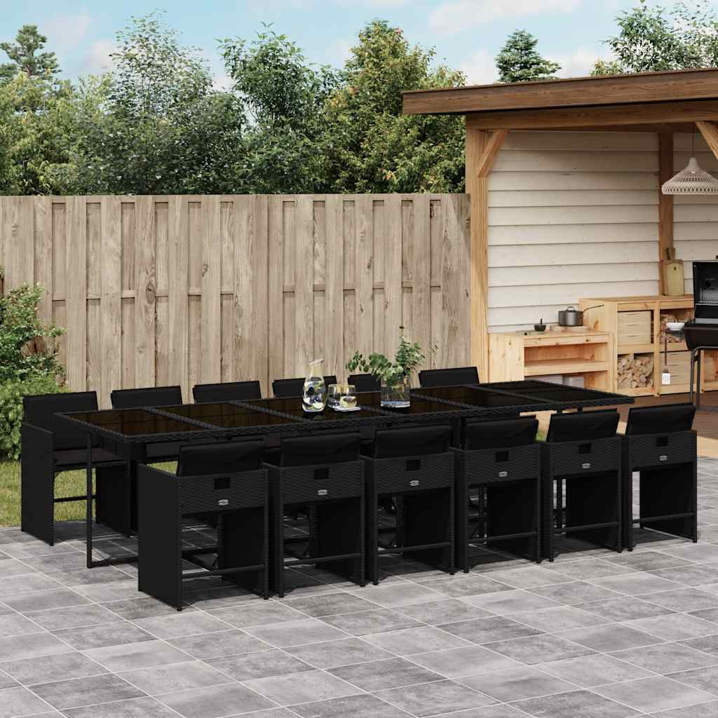 13-delige Tuinset met kussens poly rattan zwart is nu te koop bij PeponiXL, paradijselijk wonen!