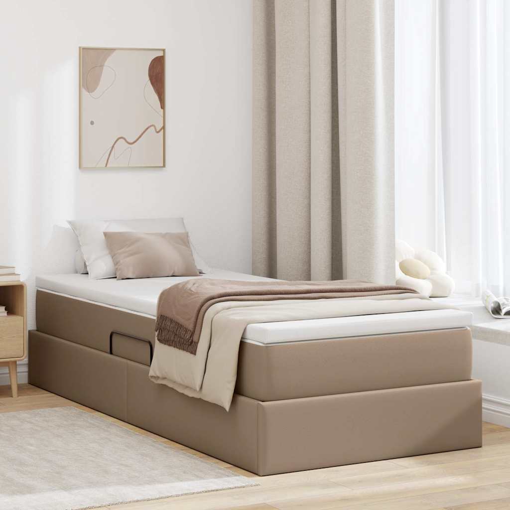 Opslag bed met matras Cappuccino 100 x 200 cm Nep Leer is nu te koop bij PeponiXL, paradijselijk wonen!