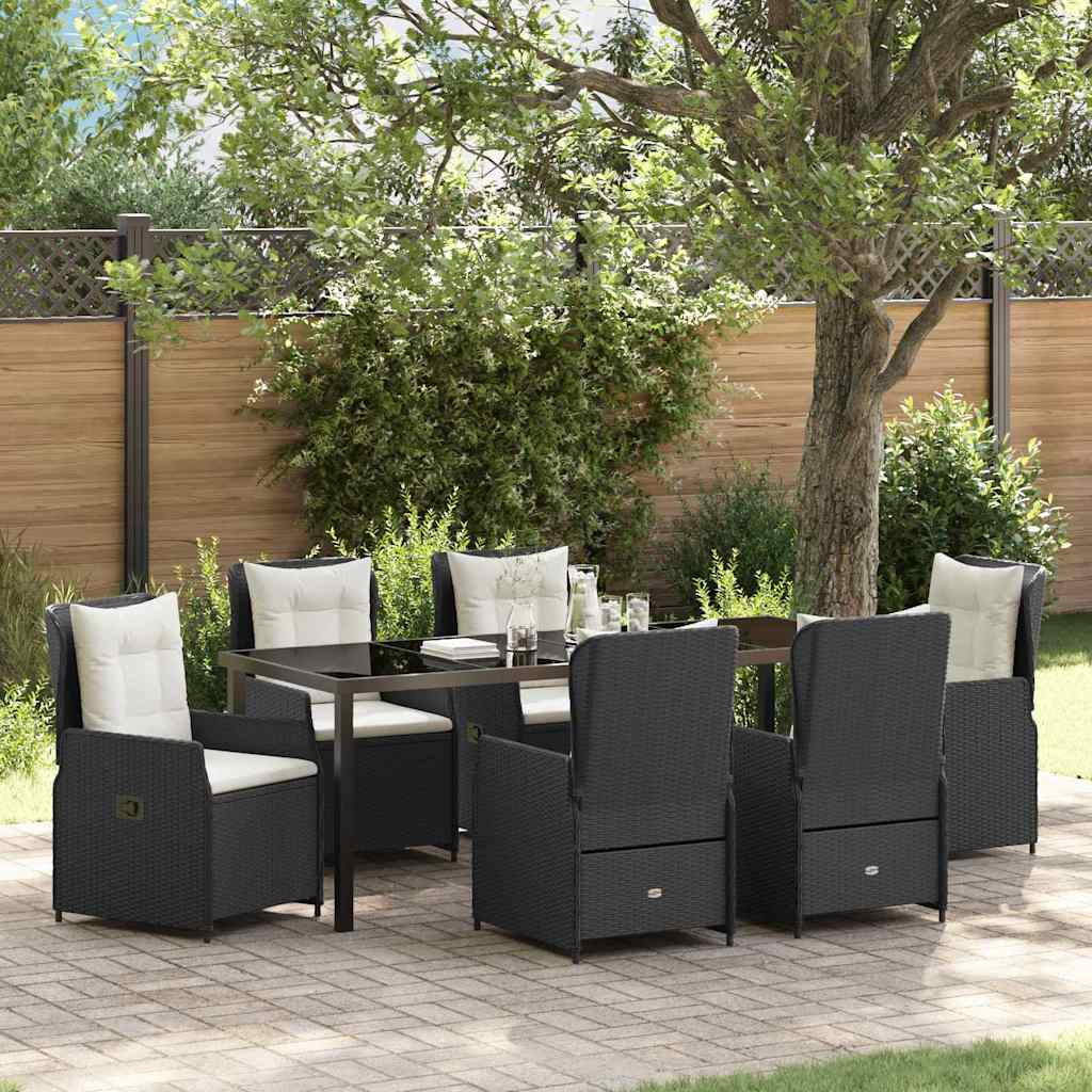 Tuin eettafelset 7 pcs Zwart poly rattan is nu te koop bij PeponiXL, paradijselijk wonen!