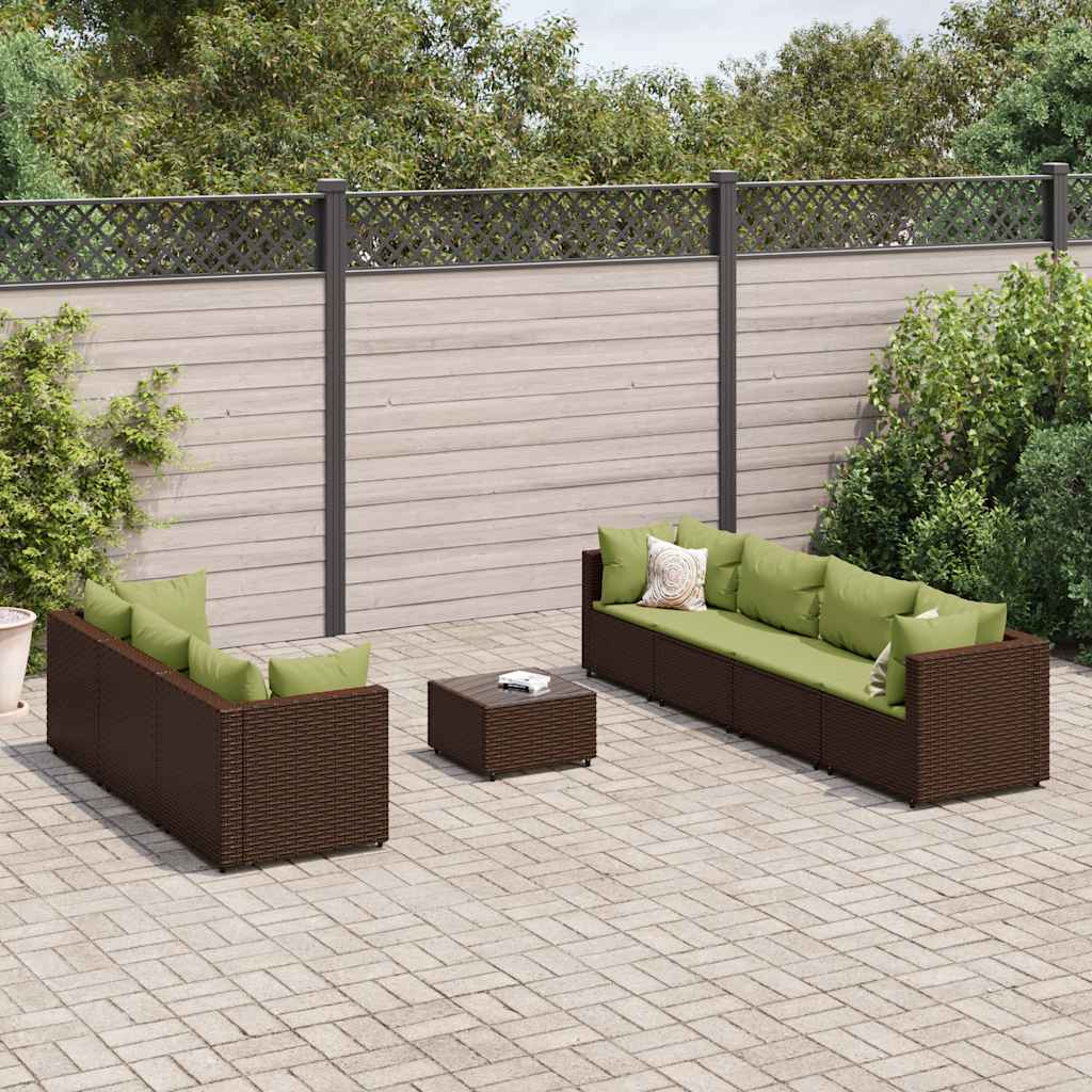 8-delige Loungeset met kussens poly rattan bruin is nu te koop bij PeponiXL, paradijselijk wonen!