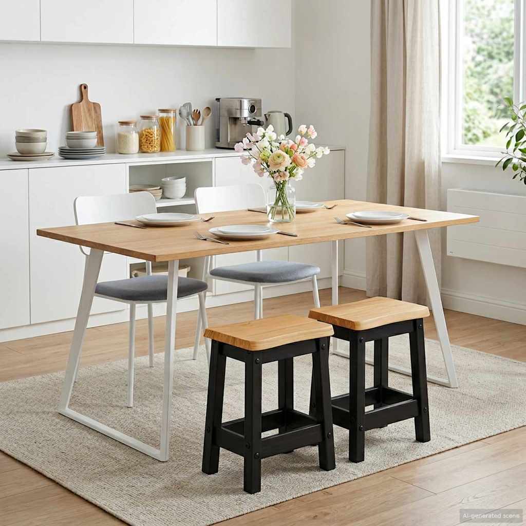 Barkruk EKAI 2 pcs Zwart 40 x 29 x 45,5 cm Massief grenenhout is nu te koop bij PeponiXL, paradijselijk wonen!