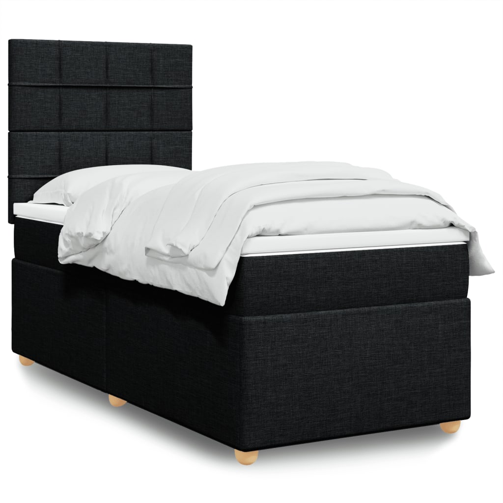 Boxspring met matras stof zwart 90x190 cm is nu te koop bij PeponiXL, paradijselijk wonen!