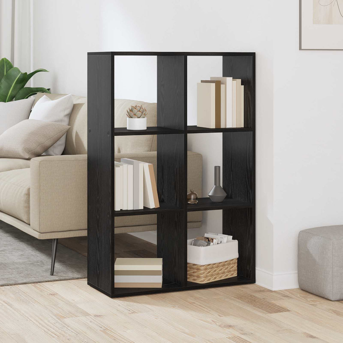 Boekenkast Zwart Eiken 69,5 x 29 x 103,5 cm Bewerkt hout is nu te koop bij PeponiXL, paradijselijk wonen!