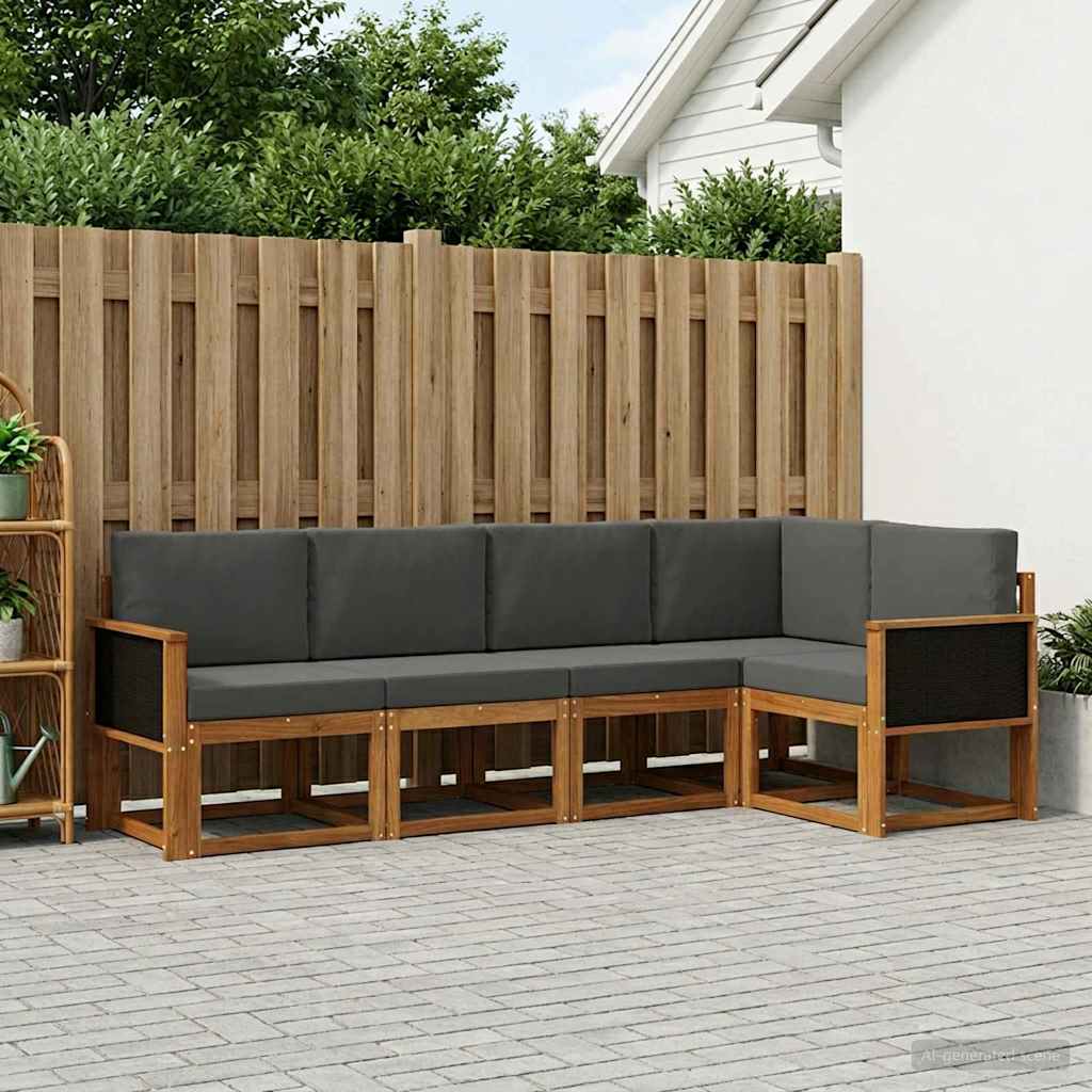 Buiten bankenset 7 pcs Natuurlijk en Antraciet Polyester is nu te koop bij PeponiXL, paradijselijk wonen!