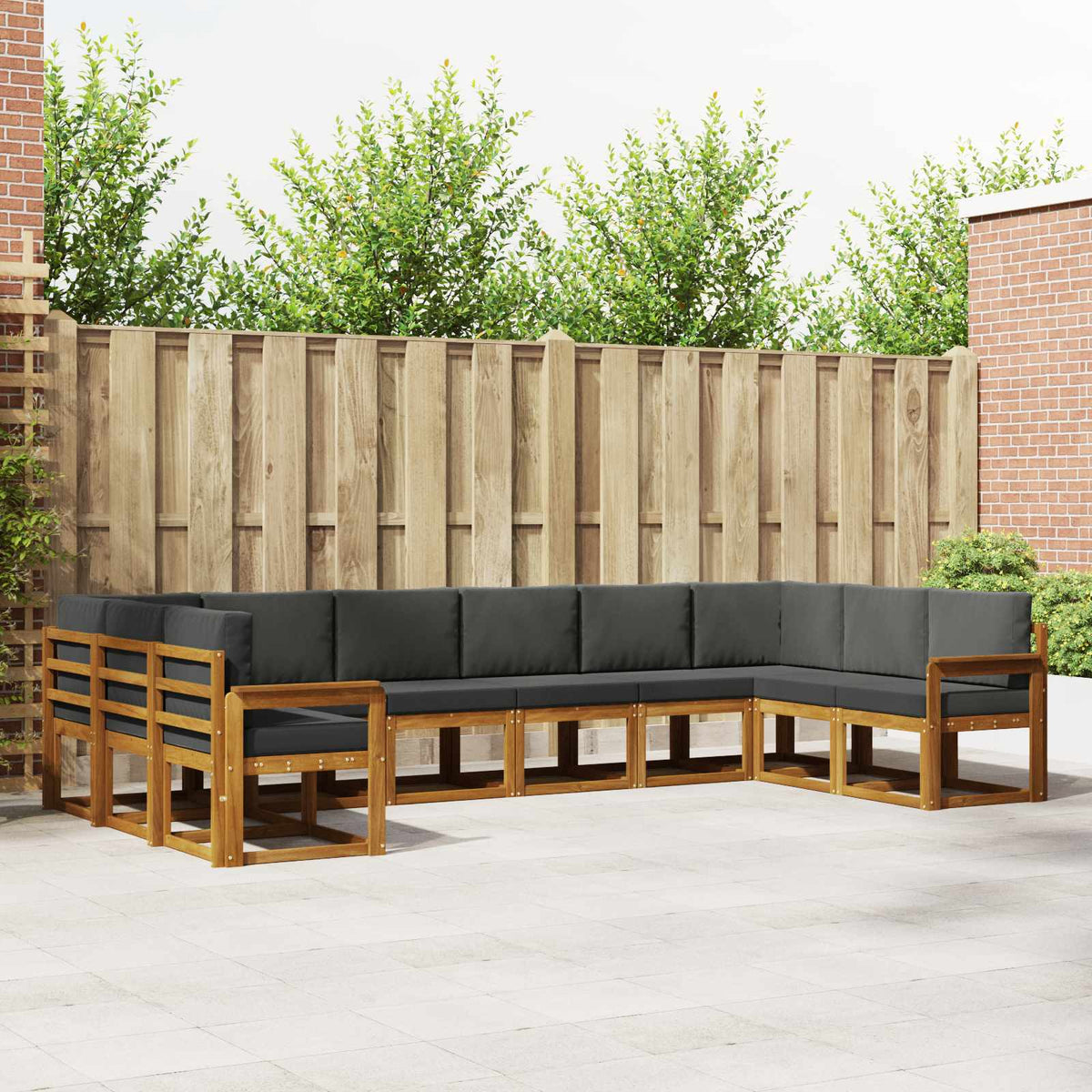 Buiten bankenset met kussen 10 pcs Natuurlijk en Antraciet is nu te koop bij PeponiXL, paradijselijk wonen!