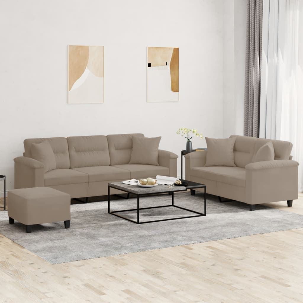 3-delige Loungeset met kussens microvezelstof taupe is nu te koop bij PeponiXL, paradijselijk wonen!