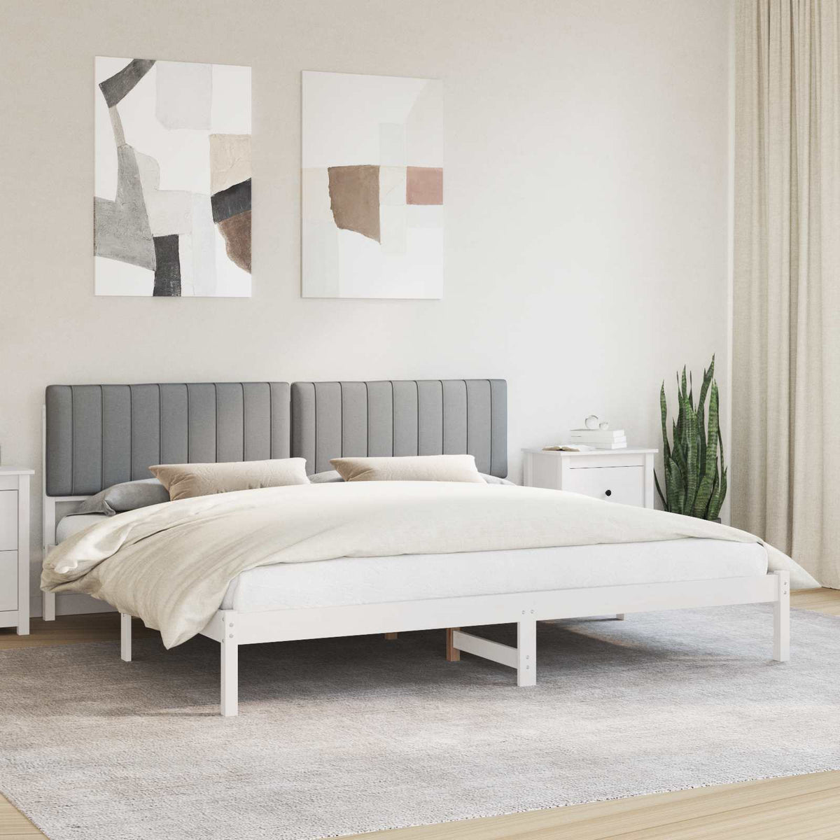 Bedframe met Gevoerd Hoofdgedeelte Lichtgrijs 200 x 200 cm is nu te koop bij PeponiXL, paradijselijk wonen!
